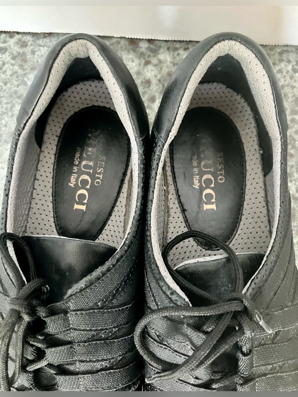 Sesto Meucci Shoes Black Perforated Leather Sneakers Size 7 - Picture 9 of 13